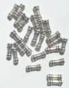 25 9mm Antique Silver Metal Ringed Tube Beads